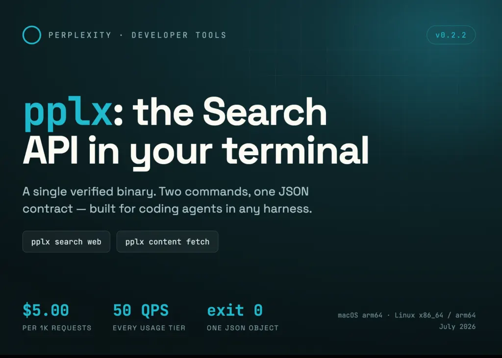 Perplexity发布pplx命令行工具,将搜索API集成到终端 图片