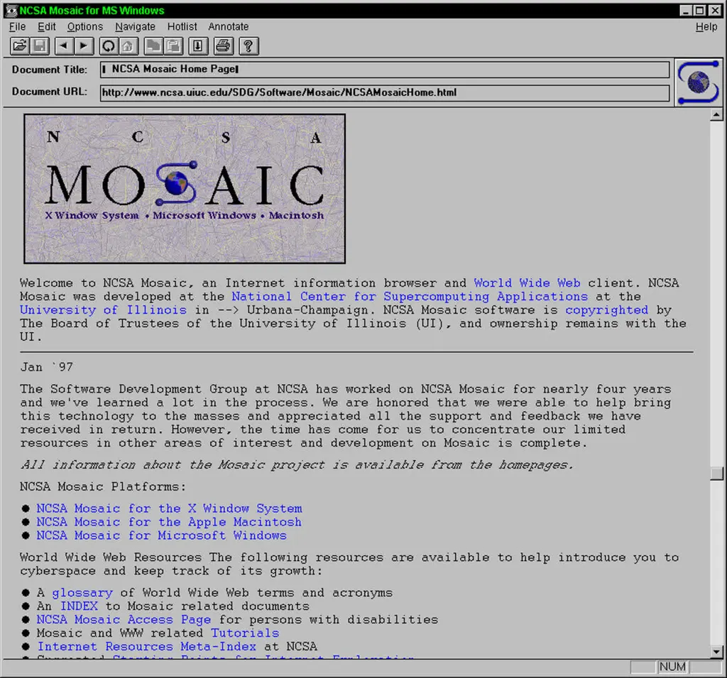 Mosaic:首个广泛使用的网页浏览器 图片