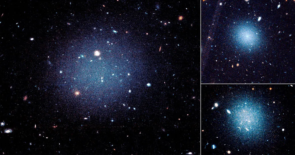 三座幽灵星系几乎无暗物质,冲击修正引力说 图片